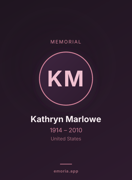 Memorial portrait of Kathryn Marlowe