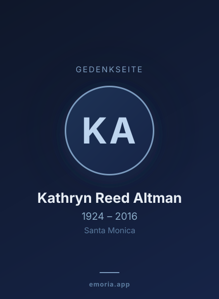 Gedenkportrait von Kathryn Reed Altman