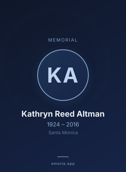 Memorial portrait of Kathryn Reed Altman