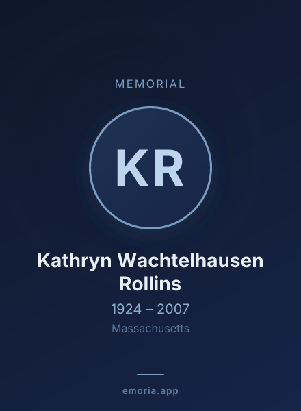 Memorial portrait of Kathryn Wachtelhausen Rollins