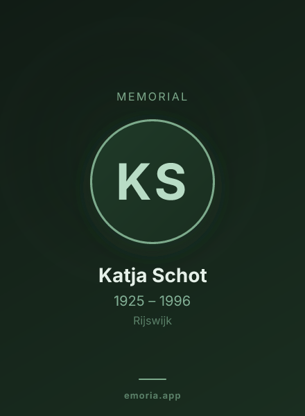 Memorial portrait of Katja Schot