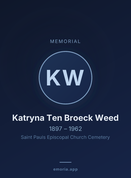 Memorial portrait of Katryna Ten Broeck Weed