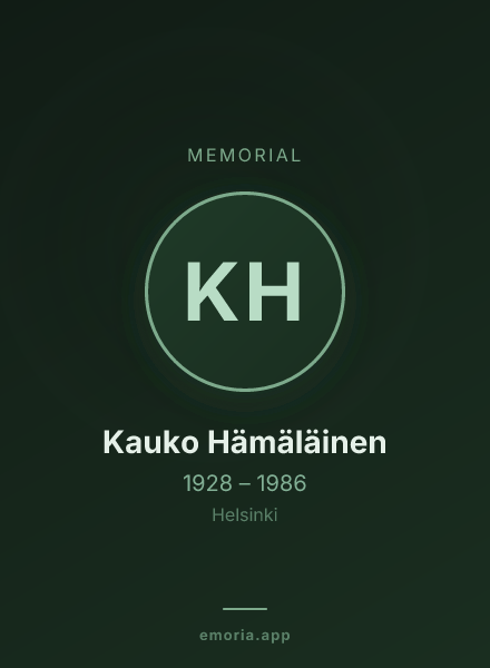 Memorial portrait of Kauko Hämäläinen