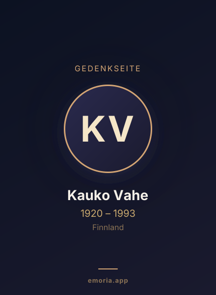 Gedenkportrait von Kauko Vahe