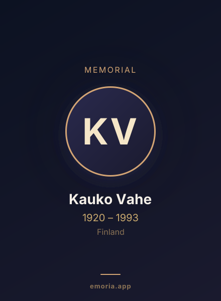 Memorial portrait of Kauko Vahe