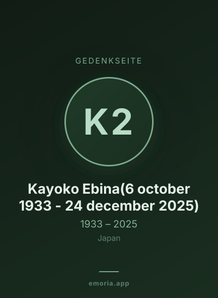 Gedenkportrait von Kayoko Ebina(6 october 1933 - 24 december 2025)