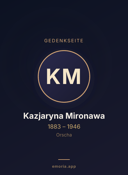 Gedenkportrait von Kazjaryna Mironawa