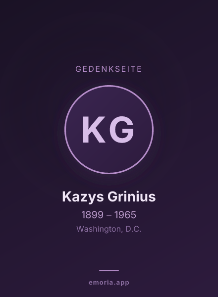 Gedenkportrait von Kazys Grinius