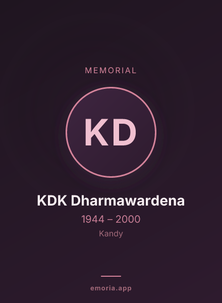 Memorial portrait of KDK Dharmawardena