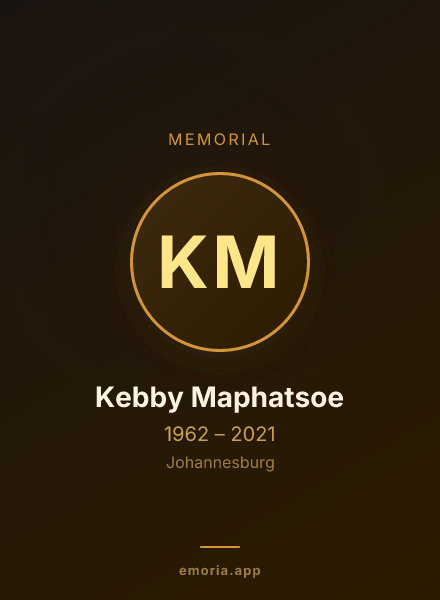 Memorial portrait of Kebby Maphatsoe