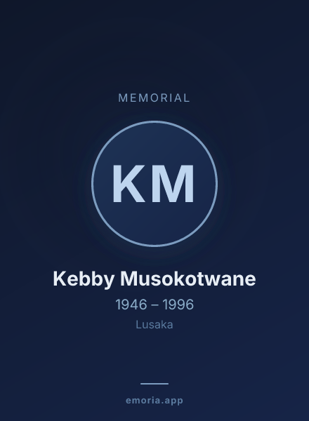 Memorial portrait of Kebby Musokotwane