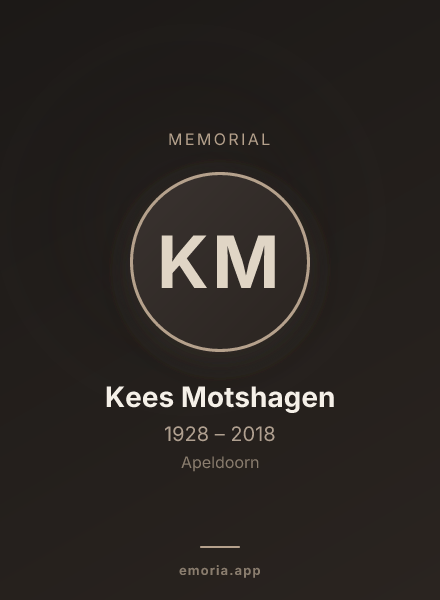 Memorial portrait of Kees Motshagen