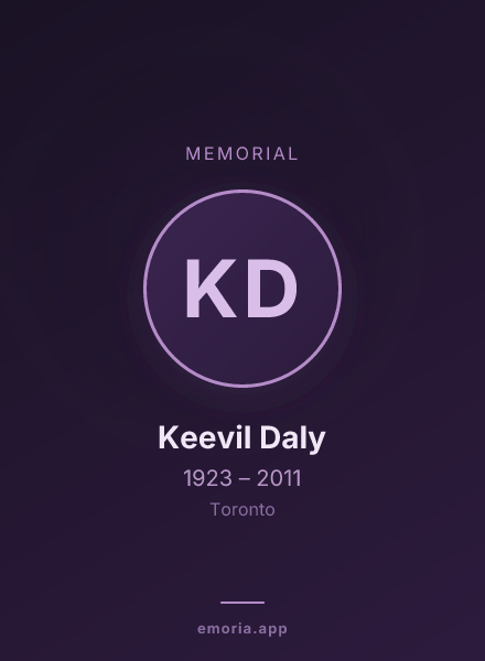 Memorial portrait of Keevil Daly