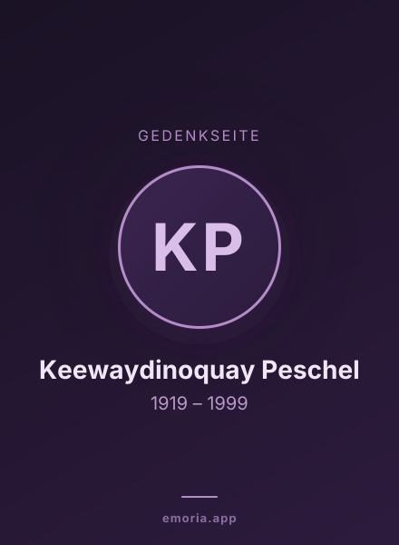 Gedenkportrait von Keewaydinoquay Peschel