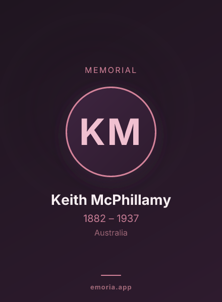 Memorial portrait of Keith McPhillamy