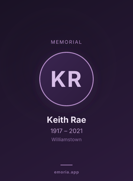 Memorial portrait of Keith Rae