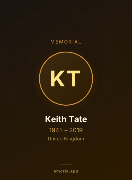 Memorial portrait of Keith Tate