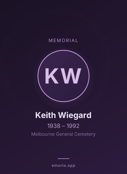 Memorial portrait of Keith Wiegard