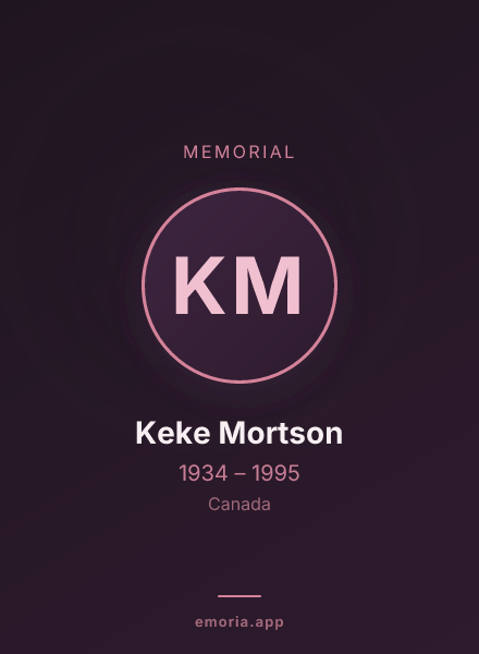 Memorial portrait of Keke Mortson