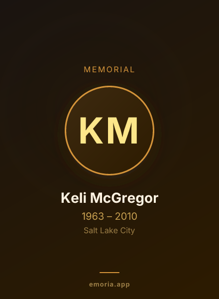 Memorial portrait of Keli McGregor