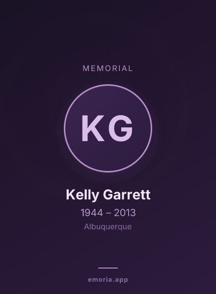Memorial portrait of Kelly Garrett