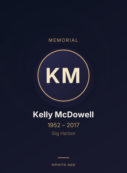 Memorial portrait of Kelly McDowell