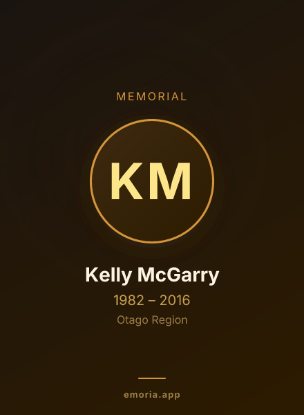 Memorial portrait of Kelly McGarry