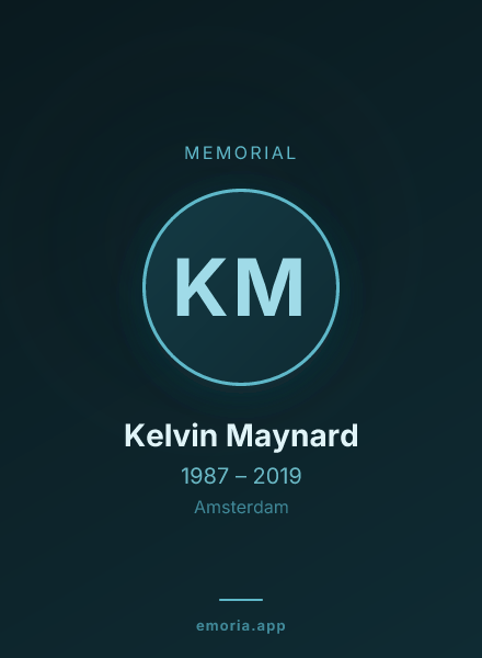 Memorial portrait of Kelvin Maynard