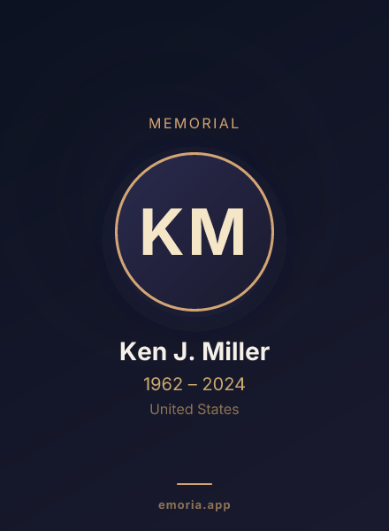 Memorial portrait of Ken J. Miller