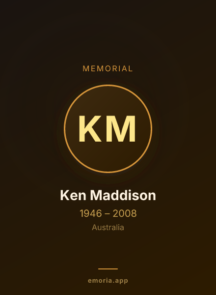 Memorial portrait of Ken Maddison