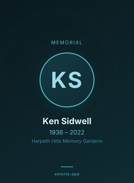 Memorial portrait of Ken Sidwell