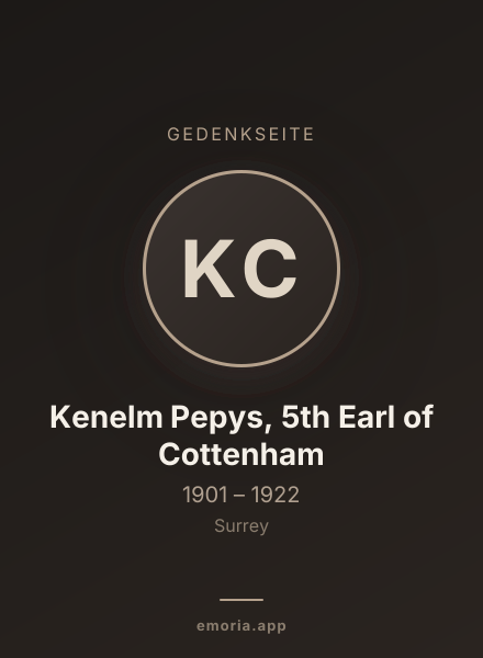Gedenkportrait von Kenelm Pepys, 5th Earl of Cottenham