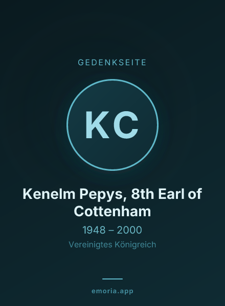 Gedenkportrait von Kenelm Pepys, 8th Earl of Cottenham