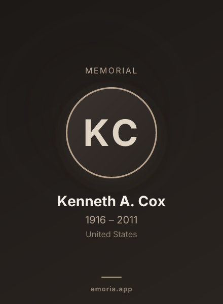 Memorial portrait of Kenneth A. Cox