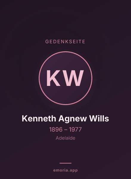 Gedenkportrait von Kenneth Agnew Wills