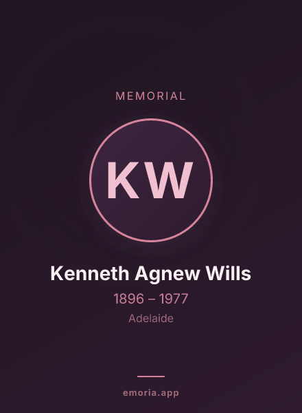 Memorial portrait of Kenneth Agnew Wills
