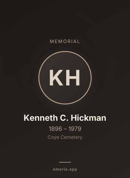 Memorial portrait of Kenneth C. Hickman