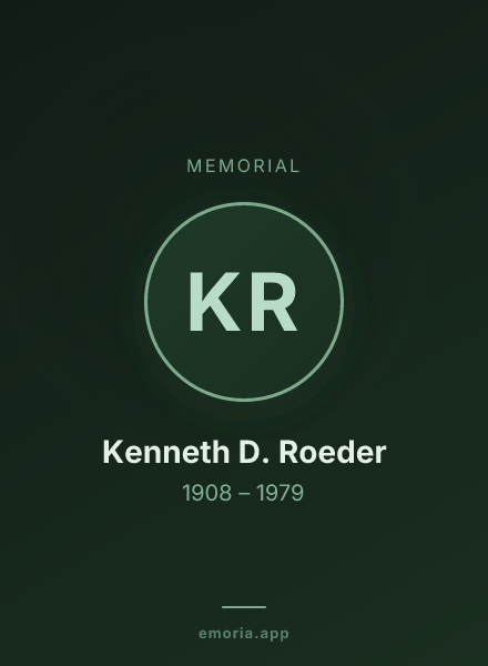 Memorial portrait of Kenneth D. Roeder