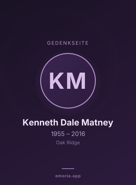 Gedenkportrait von Kenneth Dale Matney