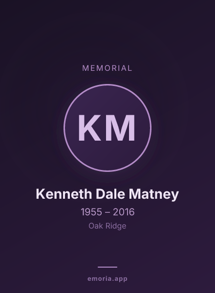 Memorial portrait of Kenneth Dale Matney