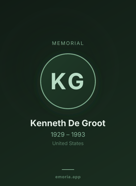 Memorial portrait of Kenneth De Groot