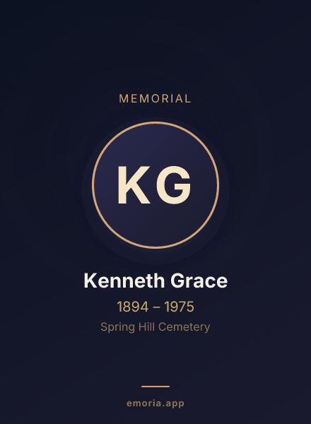 Memorial portrait of Kenneth Grace