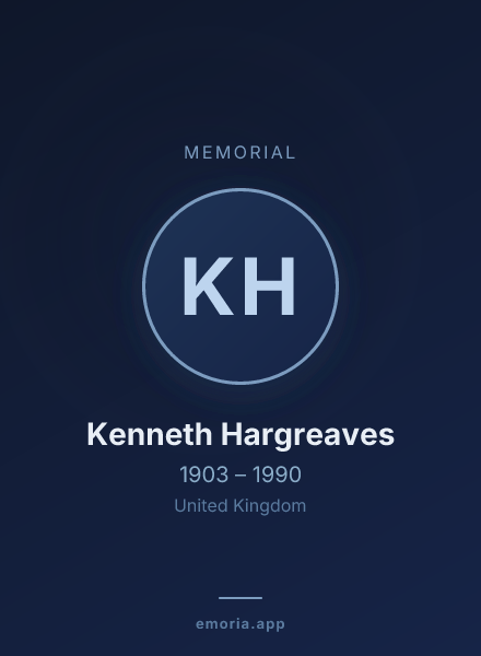 Memorial portrait of Kenneth Hargreaves