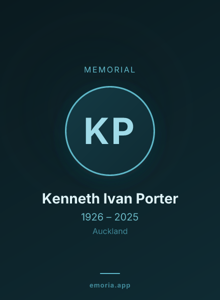 Memorial portrait of Kenneth Ivan Porter