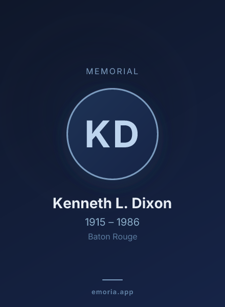 Memorial portrait of Kenneth L. Dixon