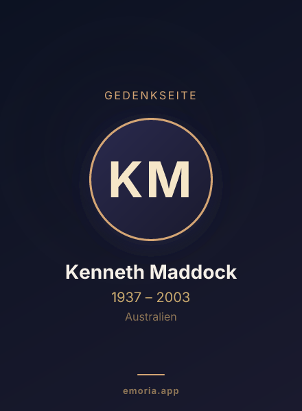 Gedenkportrait von Kenneth Maddock