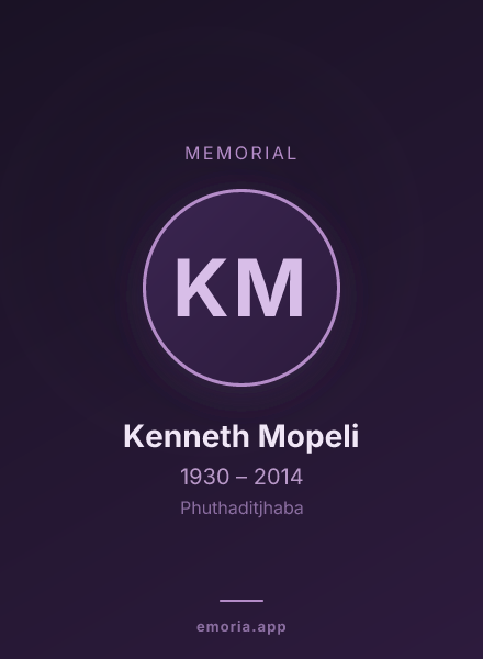 Memorial portrait of Kenneth Mopeli