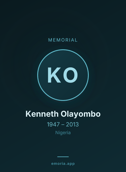 Memorial portrait of Kenneth Olayombo