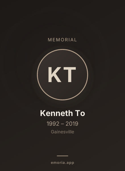 Memorial portrait of Kenneth To