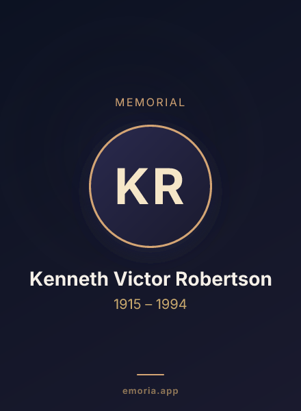 Memorial portrait of Kenneth Victor Robertson